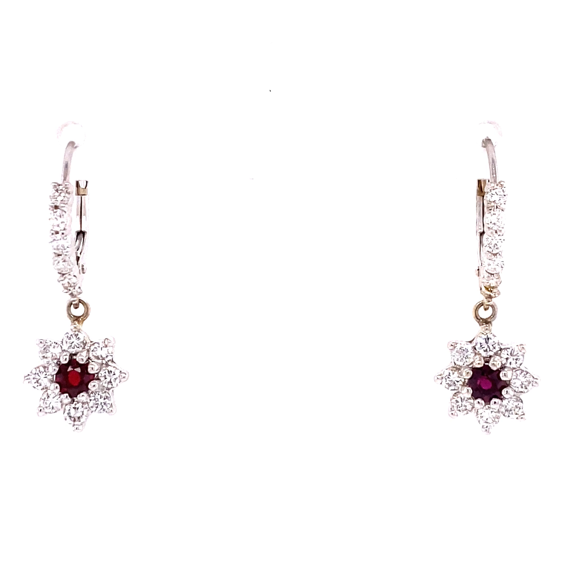 14KW Ruby & Diamond Dangle Fashion Earrings