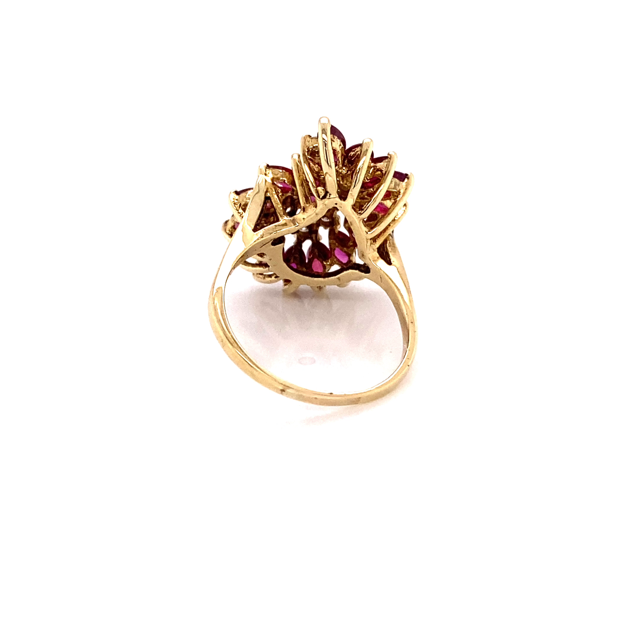 14KY Marquise Ruby & Round Diamond Fashion Ring