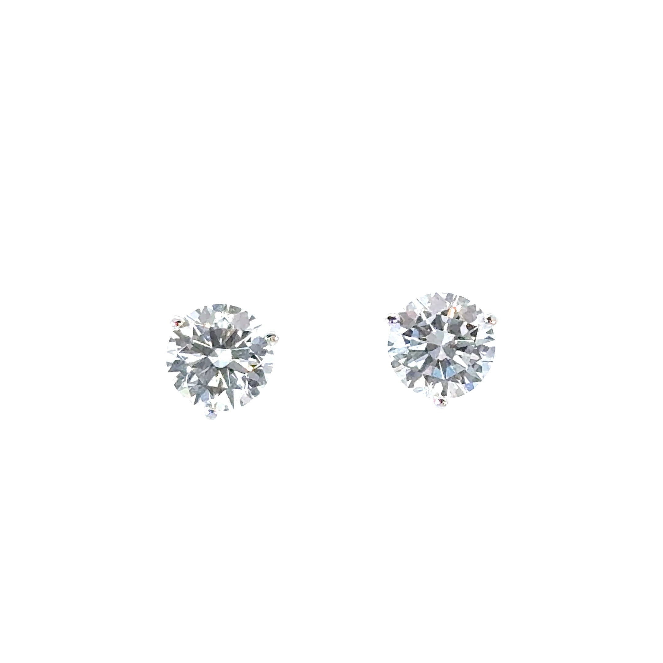 14KW LG Round White Diamond Stud Earrings