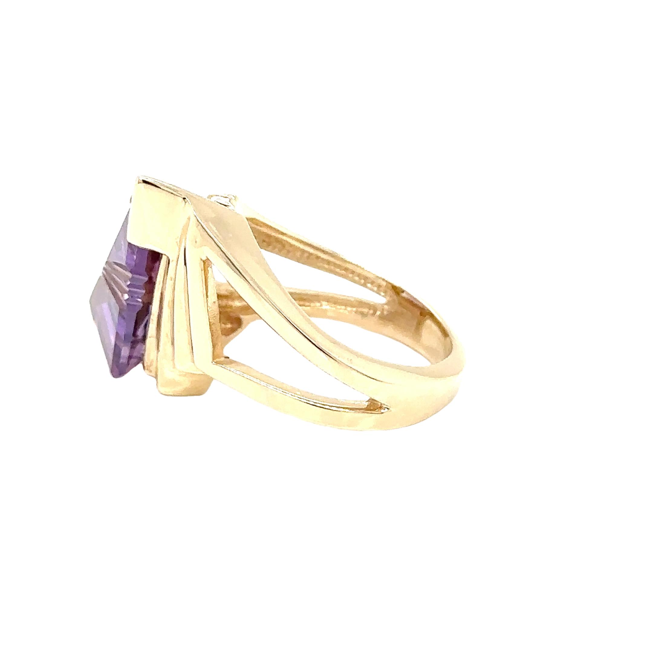 14KY Custom Estate Art Deco Amethyst Fashion Ring