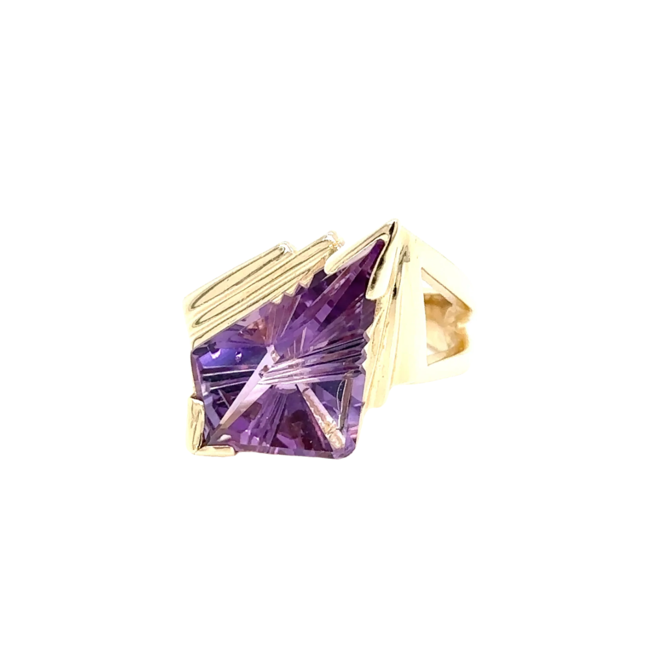 14KY Custom Estate Art Deco Amethyst Fashion Ring