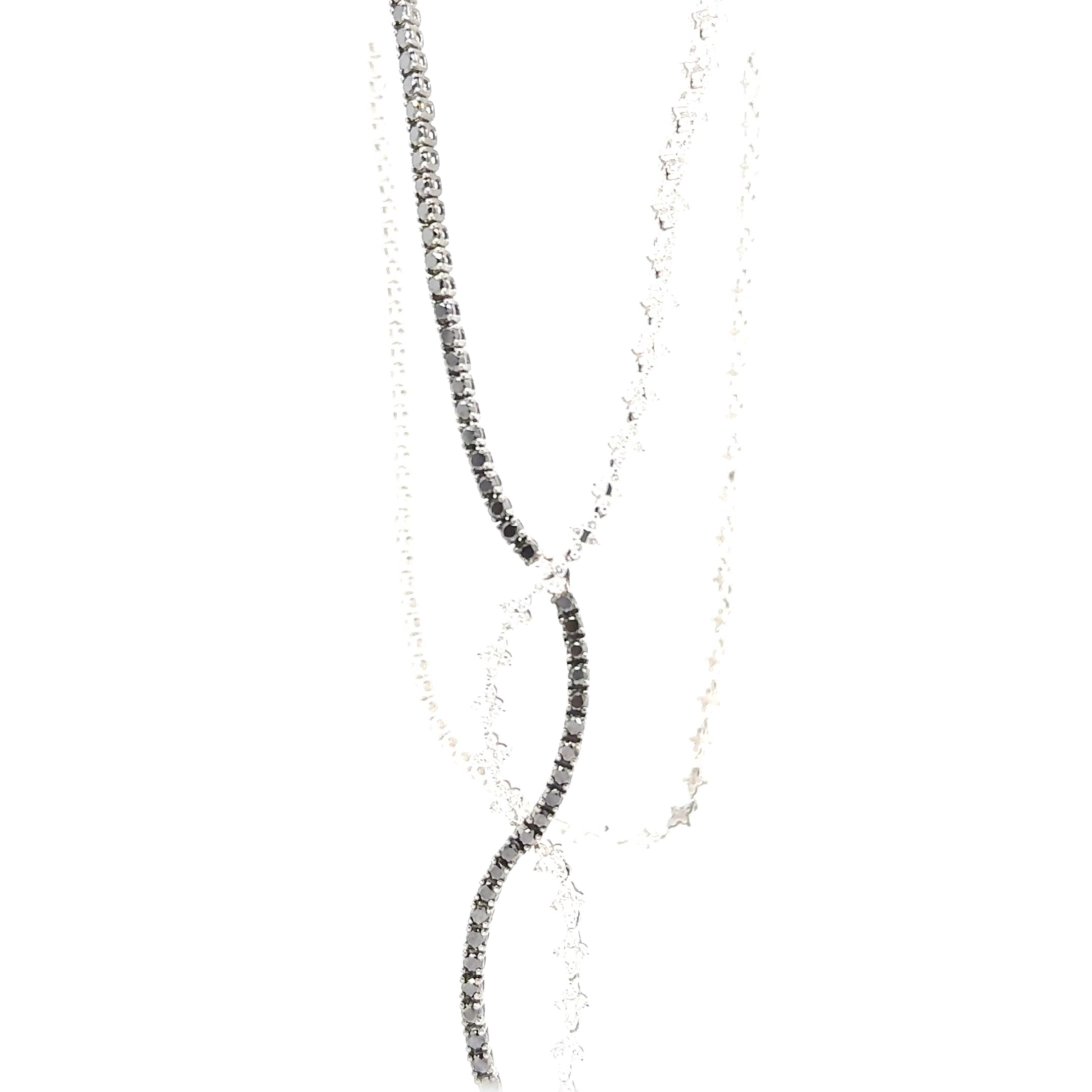 18KW Black & White Diamond Twisted Fashion Necklace