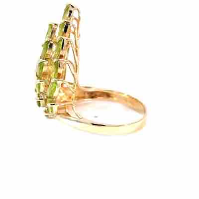 Peridot Leave Fall Ring Statement Estate Ring