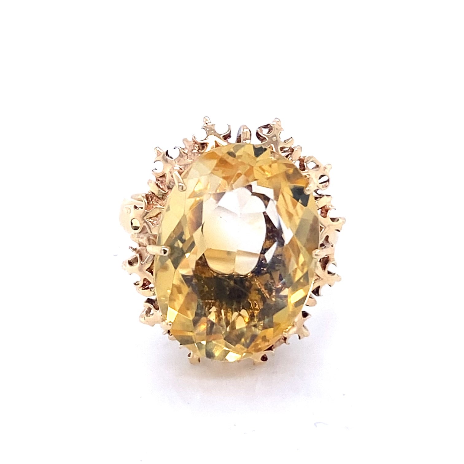 14K Yellow Gold Citrine Oval Estate Fashion Ring