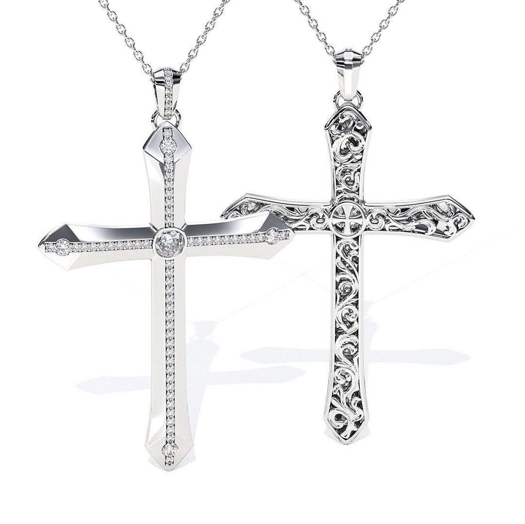 custom designed reversible diamond cross pendant.