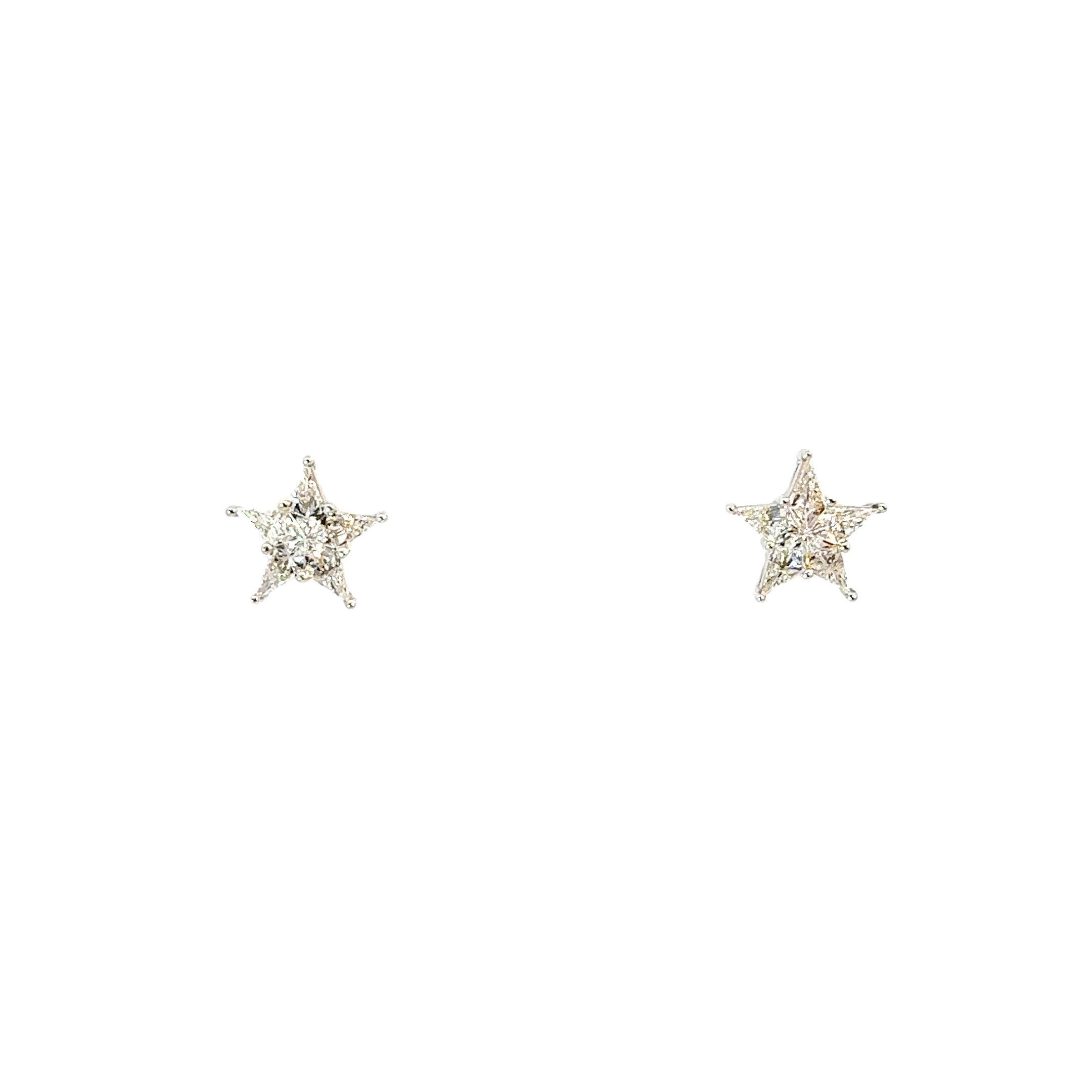 18KW Custom Invisible Set Diamond Star Fashion Earrings