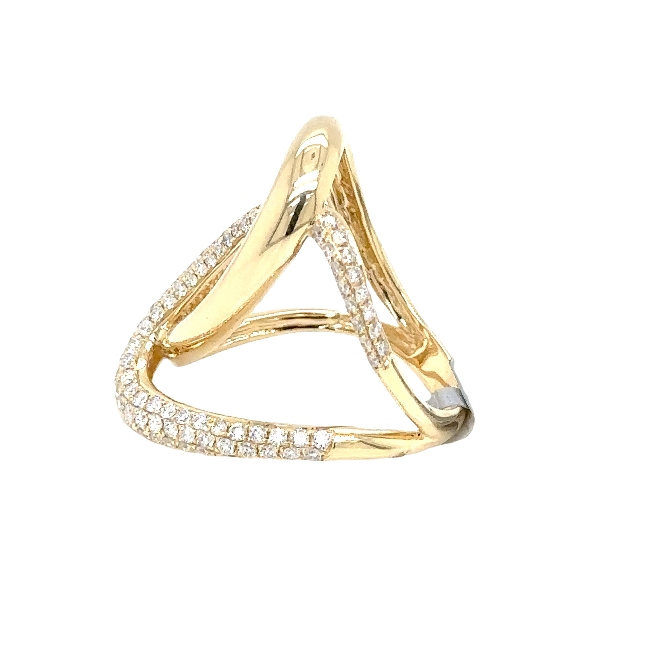 14KY Symmetrical Free Form Diamond Fashion Ring