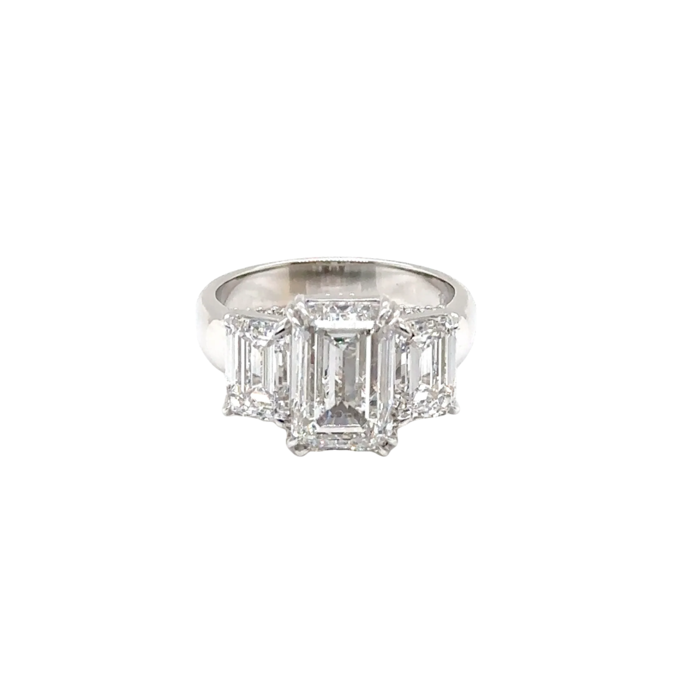 18KW Custom Three Emerald Cut Diamond Fashion Ring