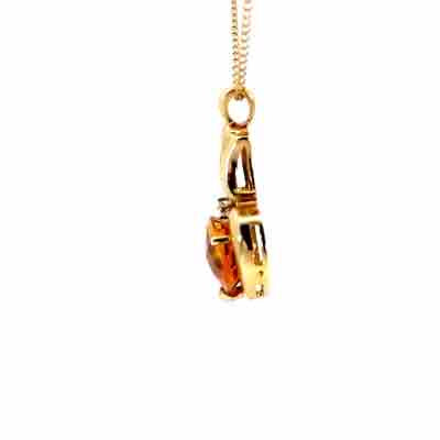 14K Yellow Gold, Citrine and Diamond (0.03) Estate Necklace