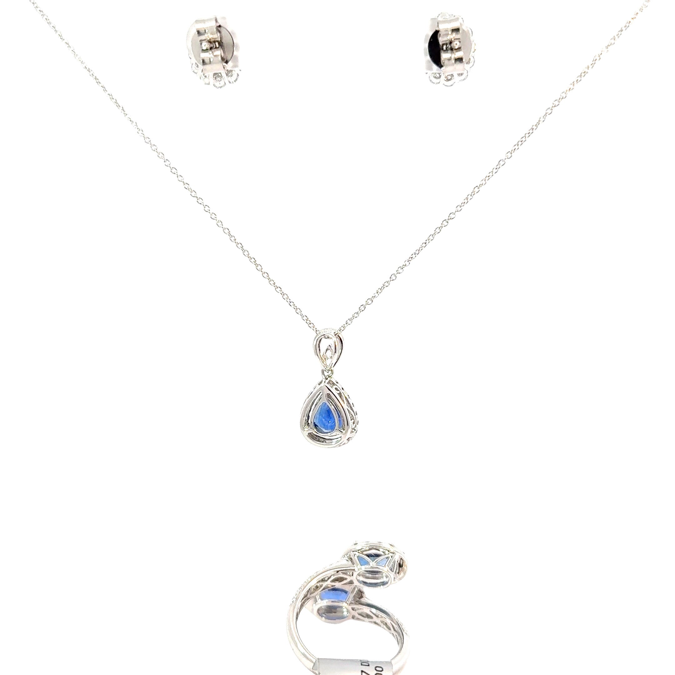 14KW Classic Natural Sapphire & Diamond Fashion Set