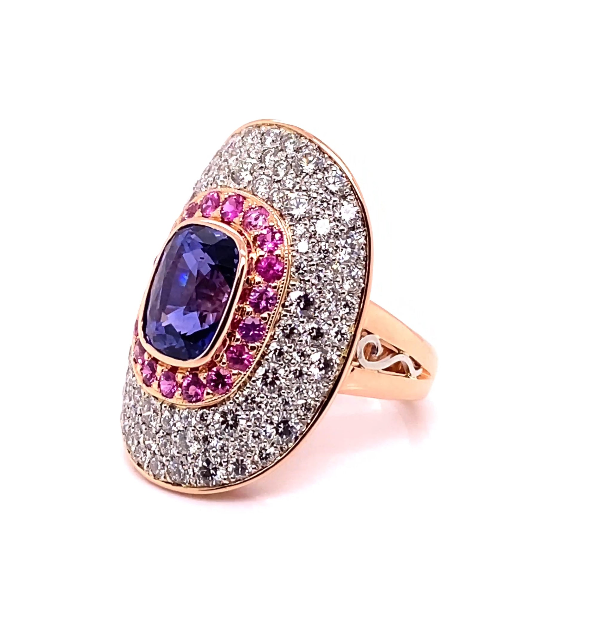 18KR & Platinum Sapphire & Diamond Fashion Ring