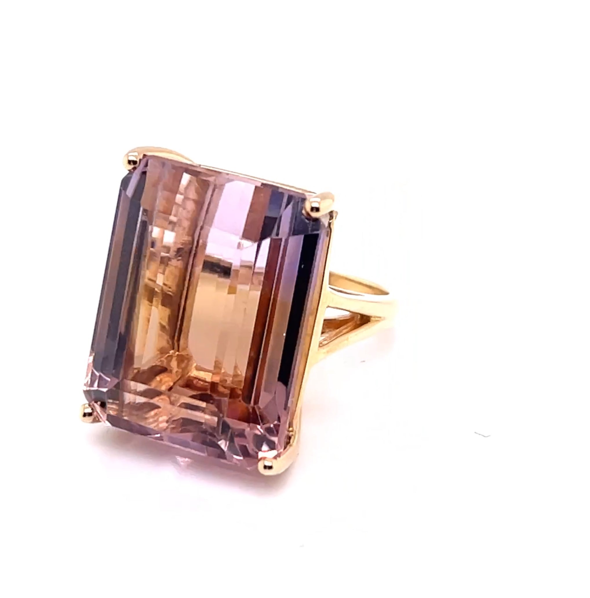 14KY Custom Emerald Cut Bicolor Ametrine Fashion Ring