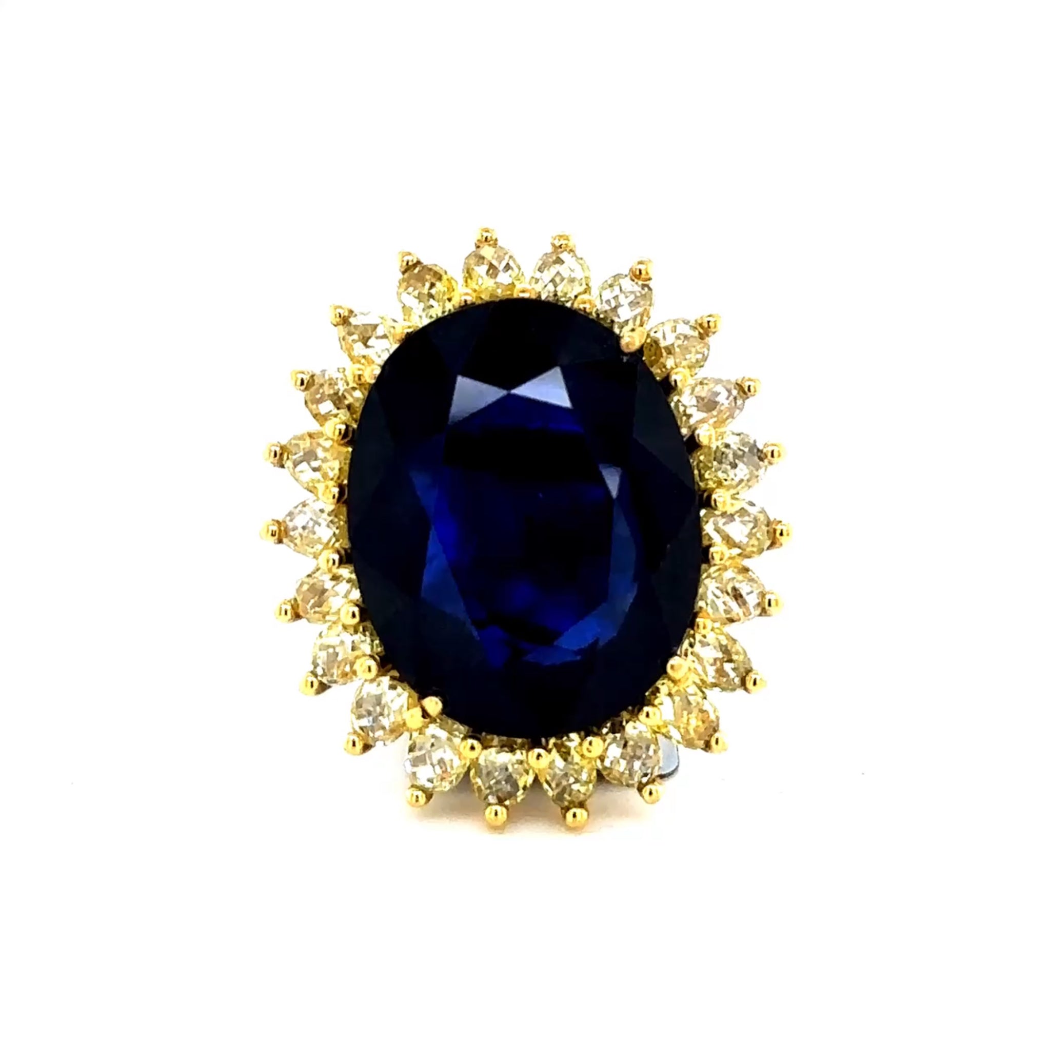 18K T/T Custom Sapphire & Briolette Diamond Fashion Ring