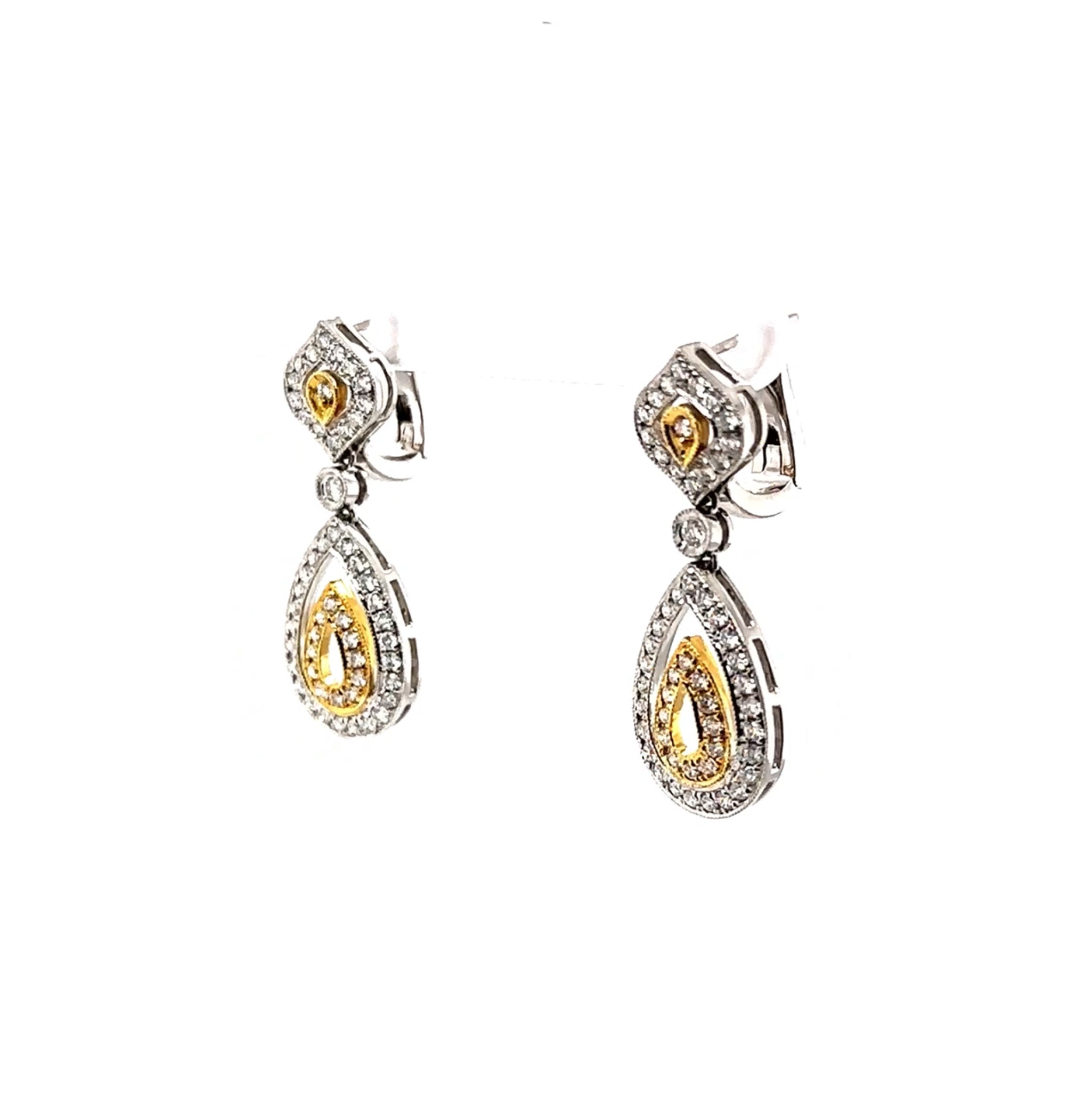 14K T/T Dangle Diamond Fashion Earrings