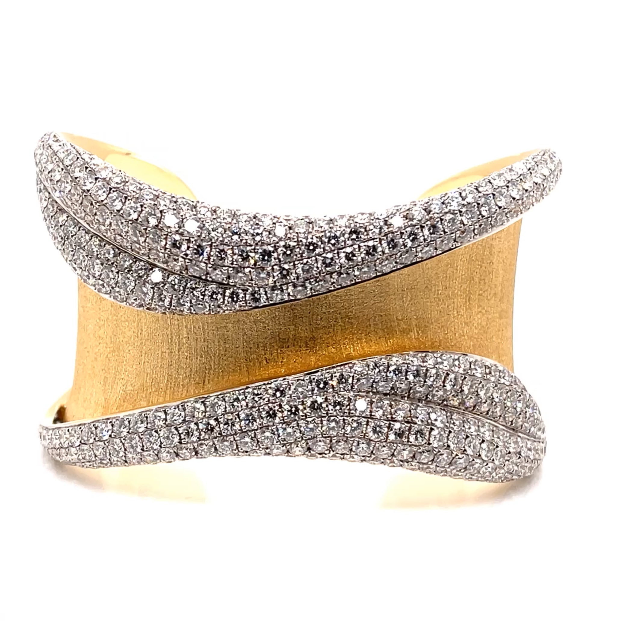 18K T/T Custom Pave Set White Diamond Fashion Bangle