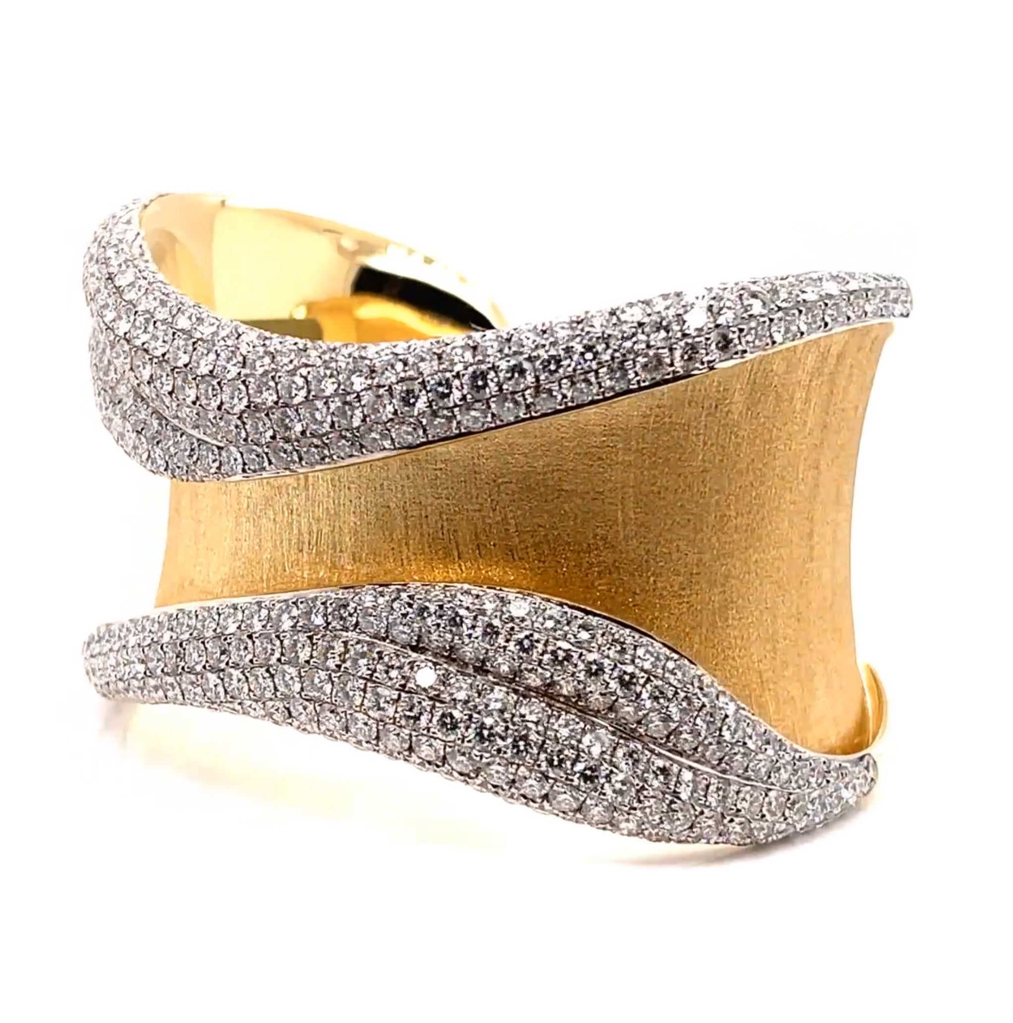 18K T/T Custom Pave Set White Diamond Fashion Bangle