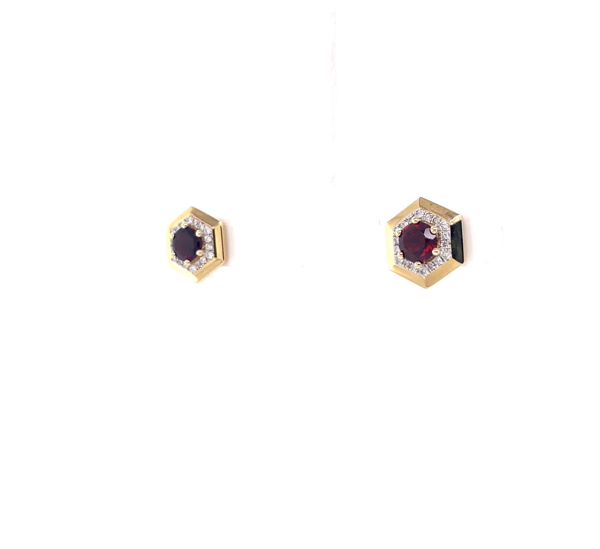 14KY Garnet And Diamond Fashion Earrings