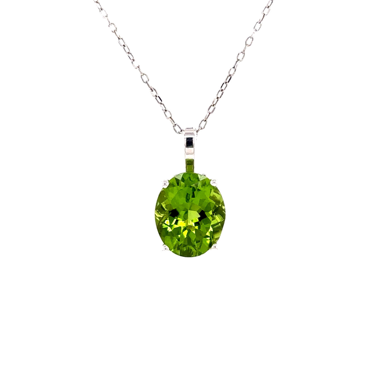 14KW Natural Oval Peridot Fashion Pendant