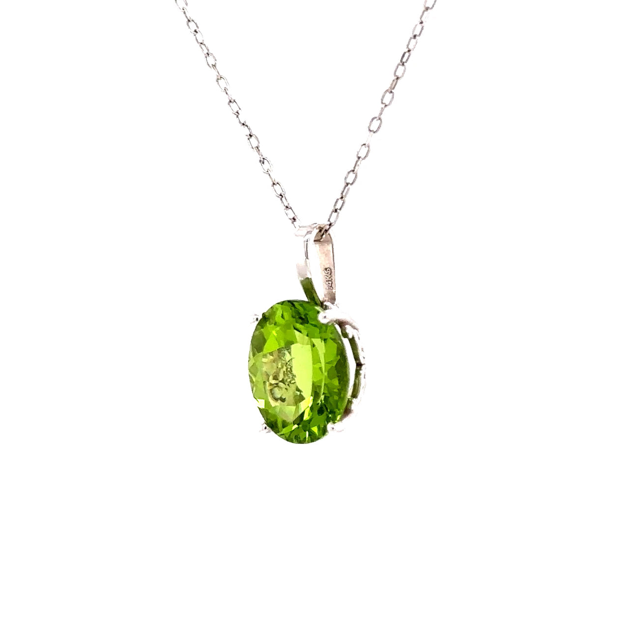 14KW Natural Oval Peridot Fashion Pendant