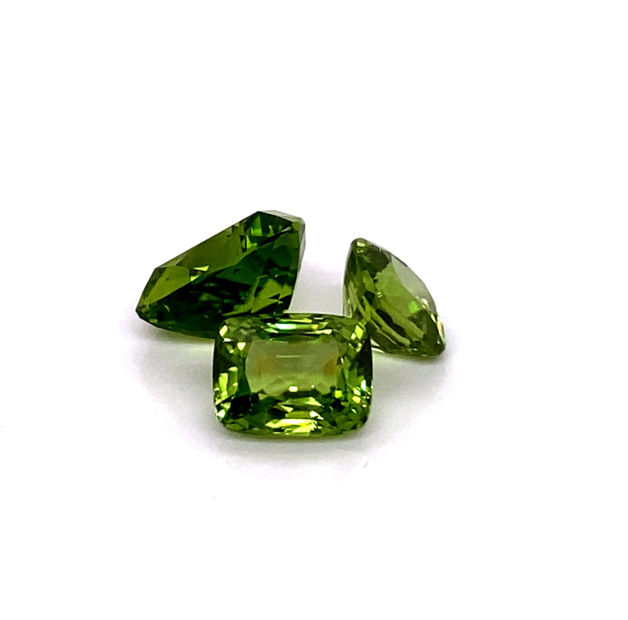 Peridot - Three Loose Natural Green Fantasy Cut Gemstones