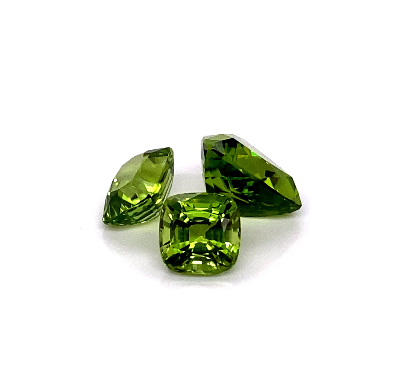 Peridot - Three Loose Natural Green Fantasy Cut Gemstones