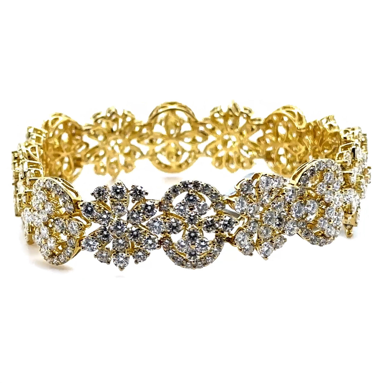 18KY Custom Ornate Diamond Pattern Fashion Bracelet