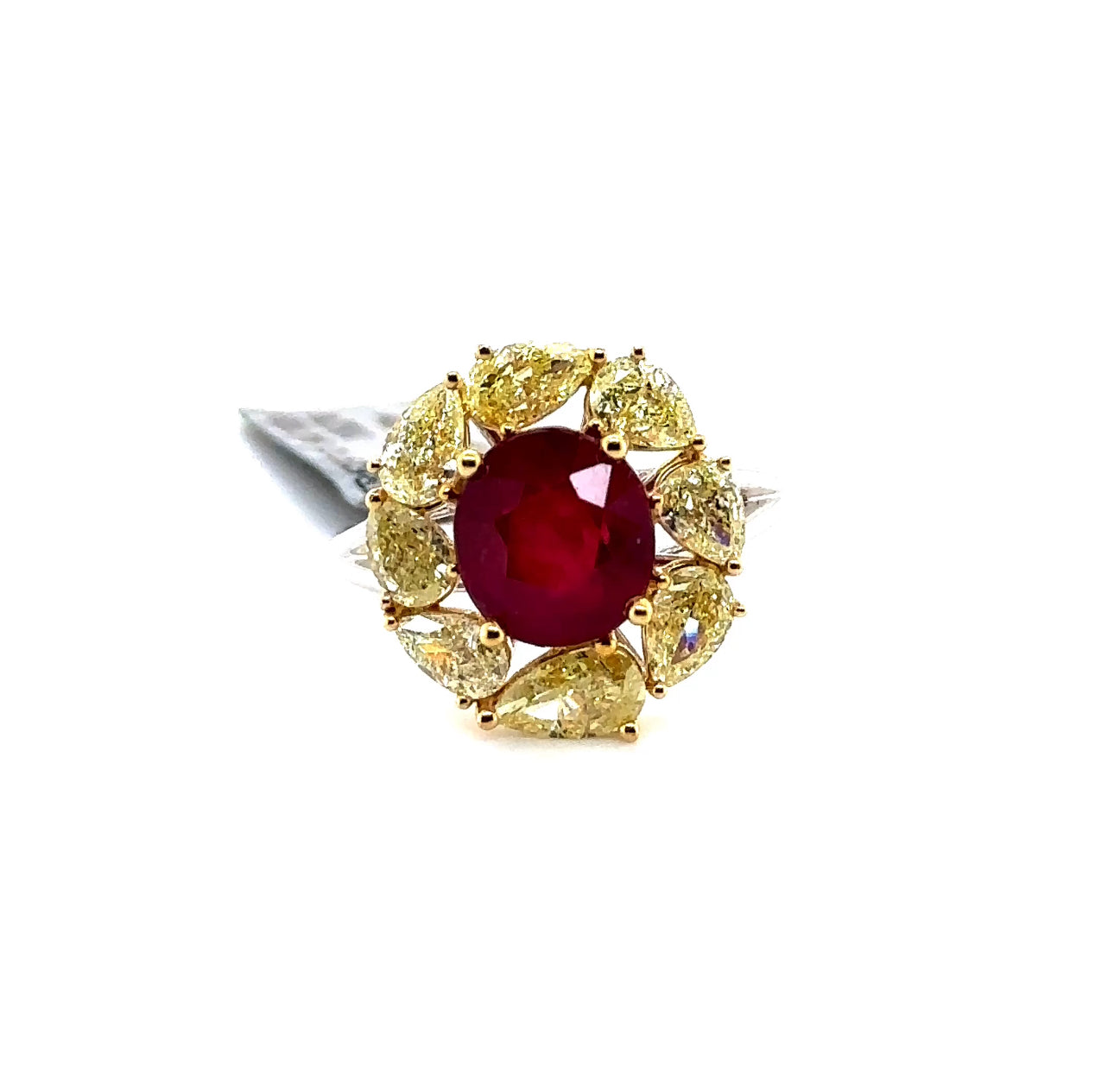 18K T/T Ruby & Yellow Diamond Fashion Ring