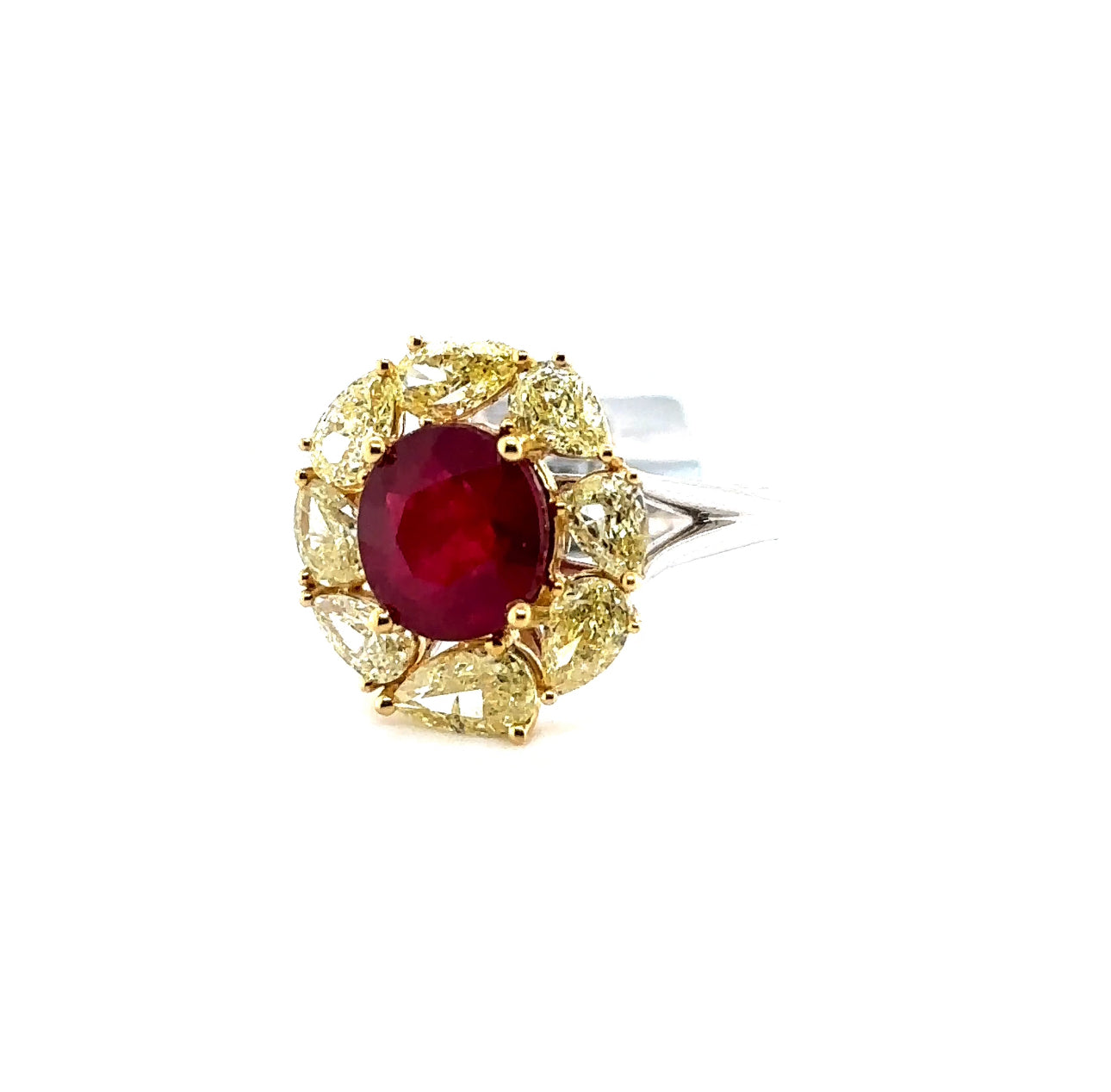 18K T/T Ruby & Yellow Diamond Fashion Ring