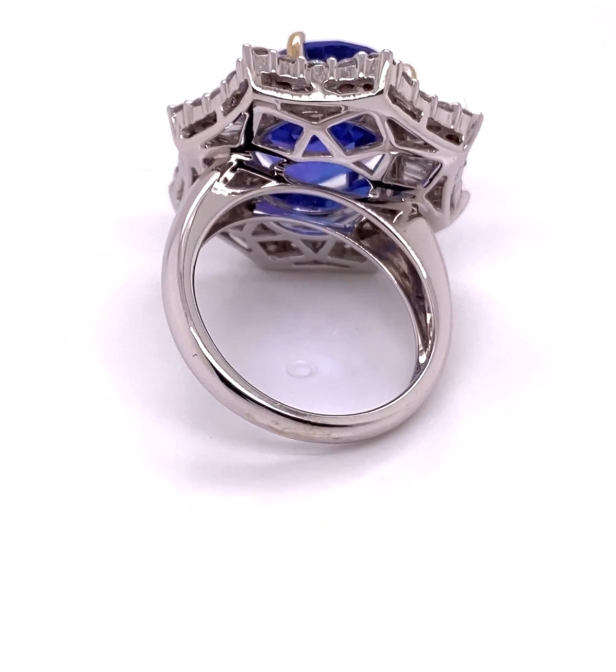 18KW Custom Large Oval Tanzanite & Diamond Fashion Ring