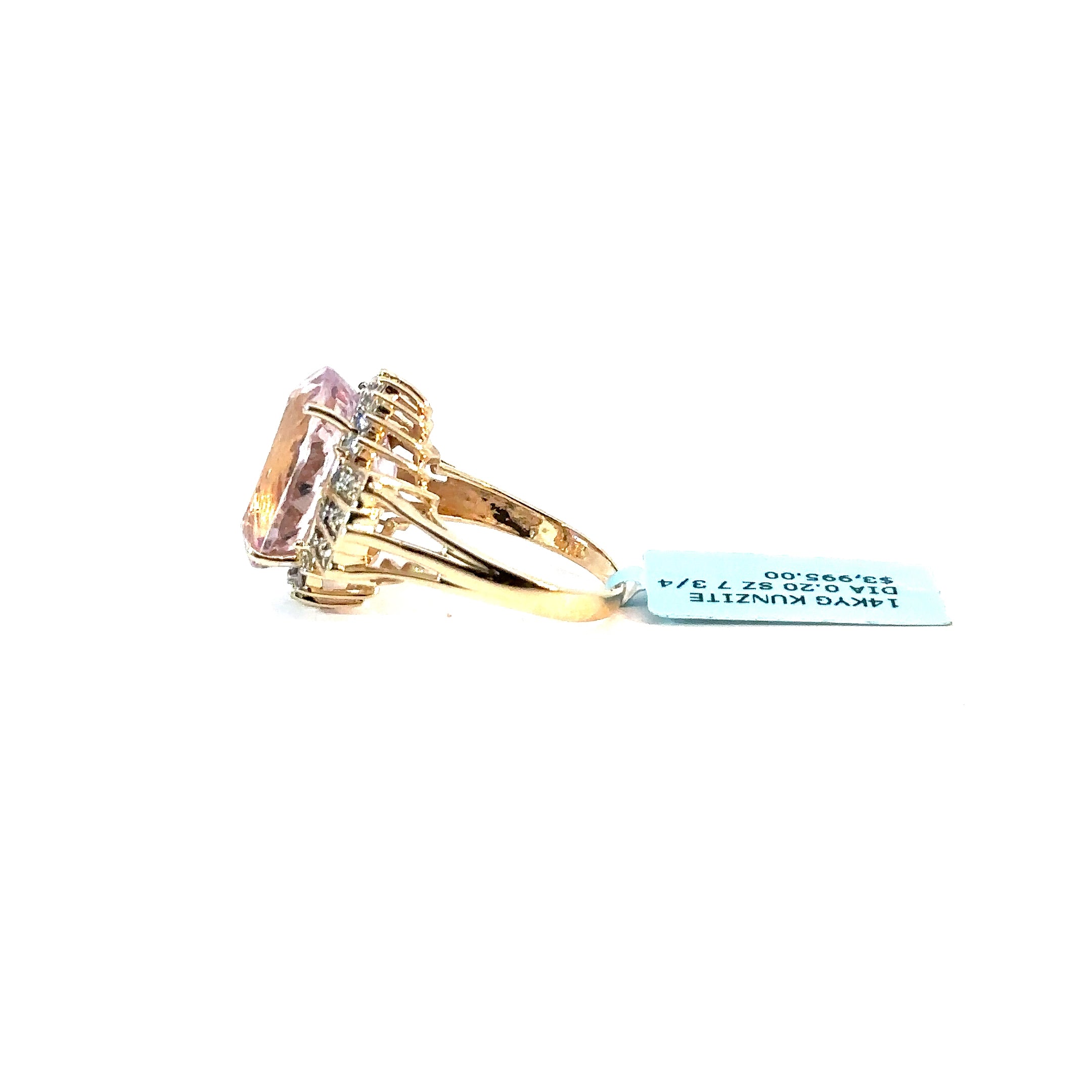 14K Yellow Gold Kunzite and Diamond Estate Ring