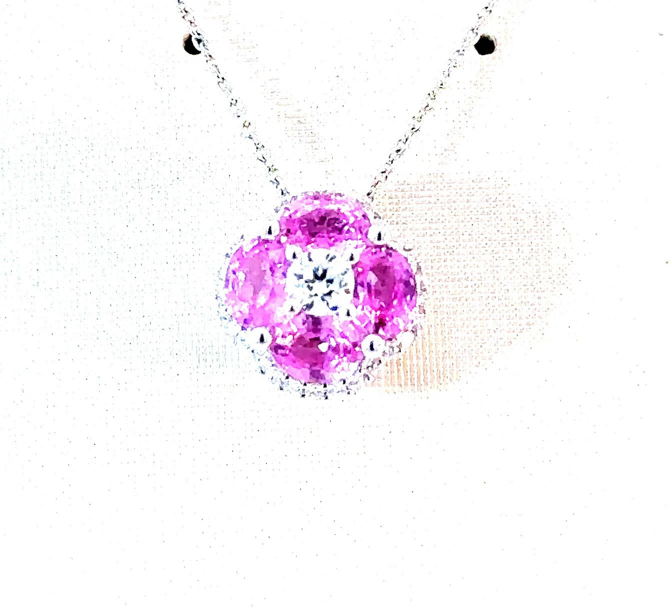 14K White Gold, Natural Sapphire and Diamond Necklace