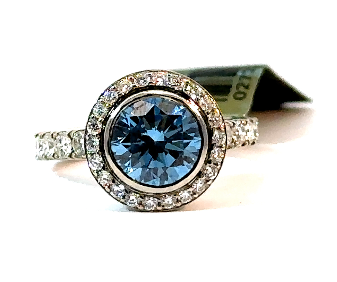 (Lab) Blue Lab Diamond Ring (Bulseye)