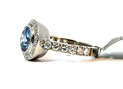 (Lab) Blue Lab Diamond Ring (Bulseye)
