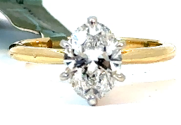 14K Yellow Gold, Lab Oval Diamond (1.52tcw, F/VS1) Ring