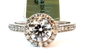 14K White Gold, Lab Diamond with Natural White Diamond accents Ring