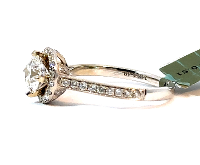 14K White Gold, Lab Diamond with Natural White Diamond accents Ring