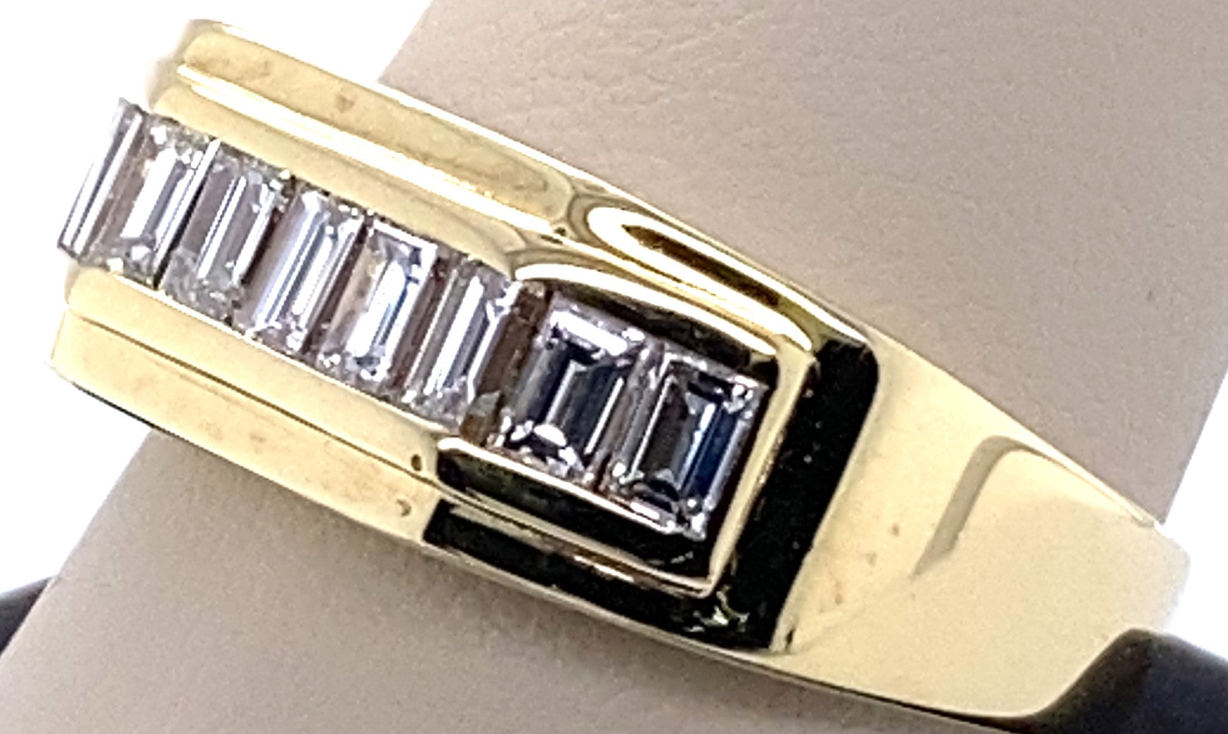 14K Yellow Gold Men's Custom Emerald Cut Estate Diamond Ring (360 done)