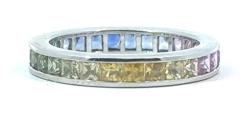 18KW Multicolored Sapphire Eternity Fashion Band