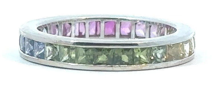18KW Multicolored Sapphire Eternity Fashion Band