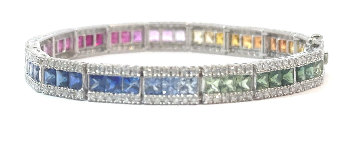 14KW Multicolor Sapphire and Diamond Fashion Bracelet