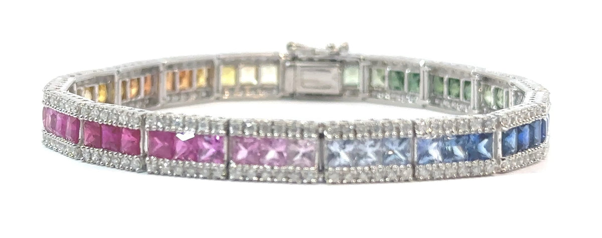 14KW Multicolor Sapphire and Diamond Fashion Bracelet