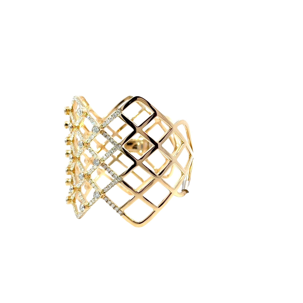 14K T/T Diamond Pattern Fashion Bangle