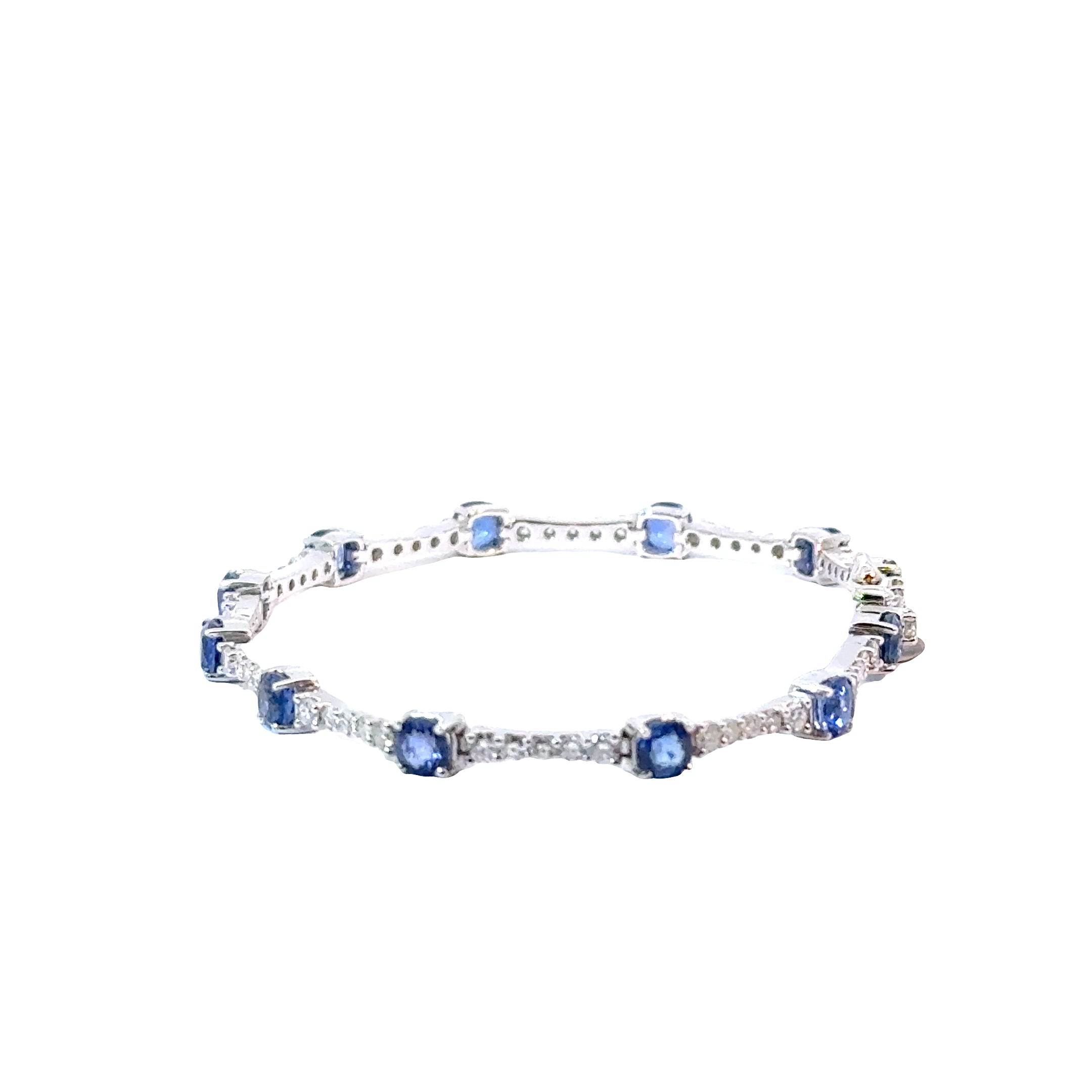 Platinum Sapphire & Diamond Fashion Tennis Style Bracelet