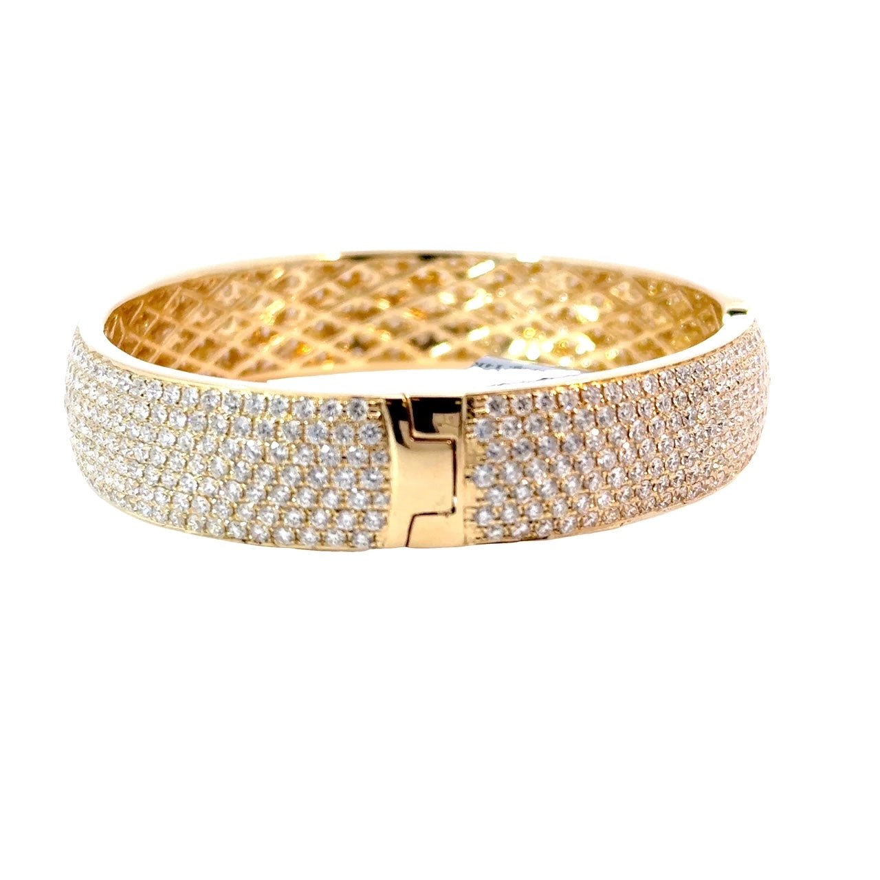 14KY Custom Wide Band Diamond Pave Bangle