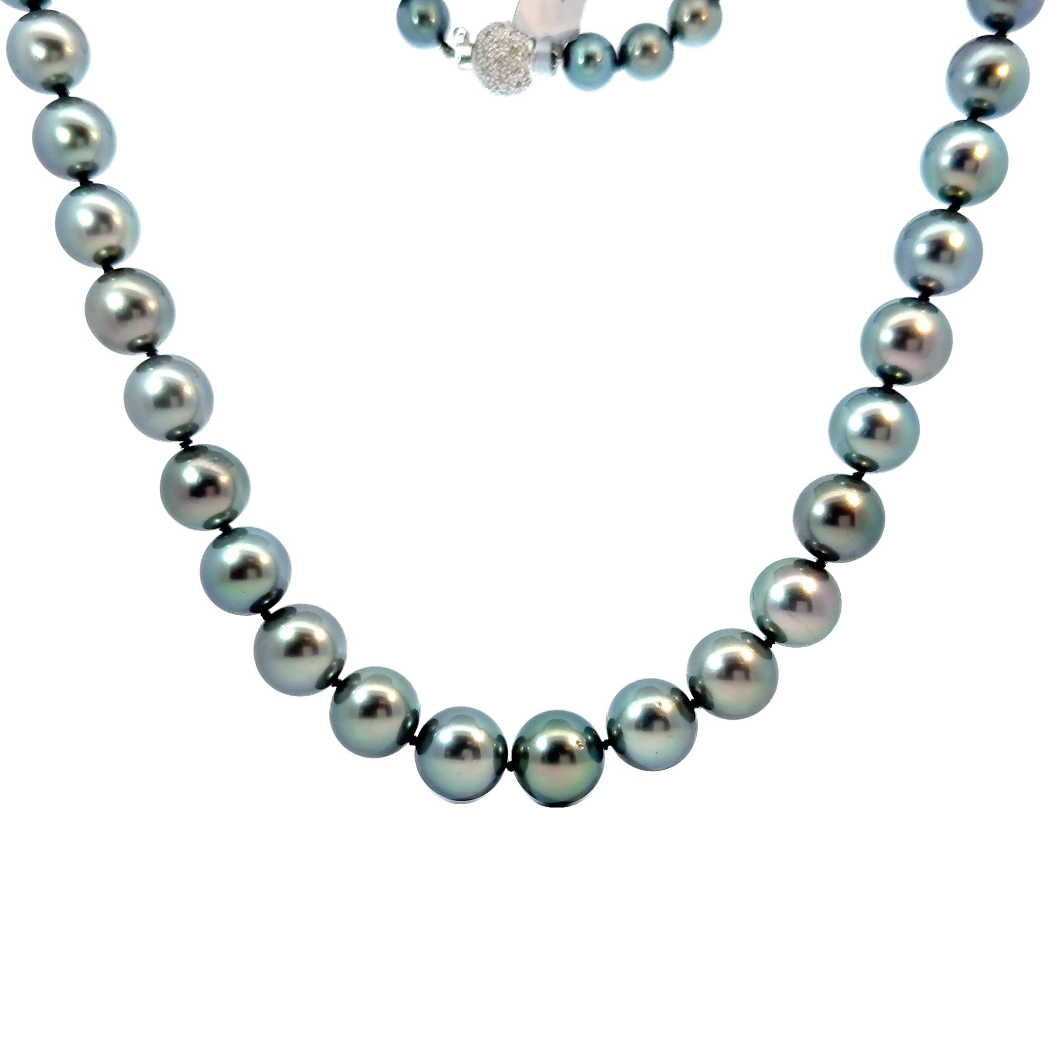 18KW Black Tahitian Pearl & Diamond Fashion Necklace