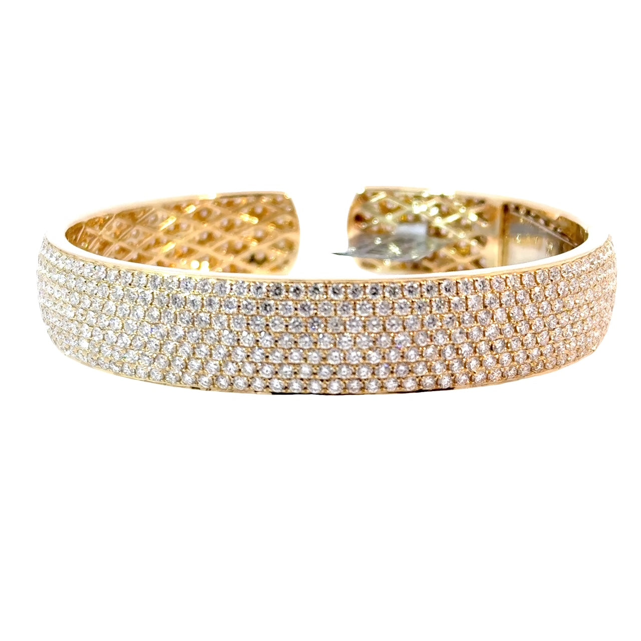 14KY Custom Wide Band Diamond Pave Bangle