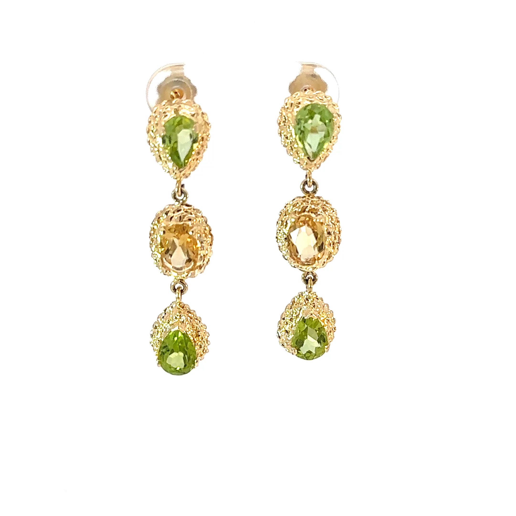 14K YG Peridot and Citrine Drop Earrings
