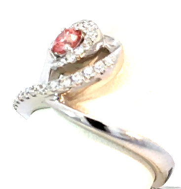 14K White Gold Lab Created Pink Diamond Fashion Ring