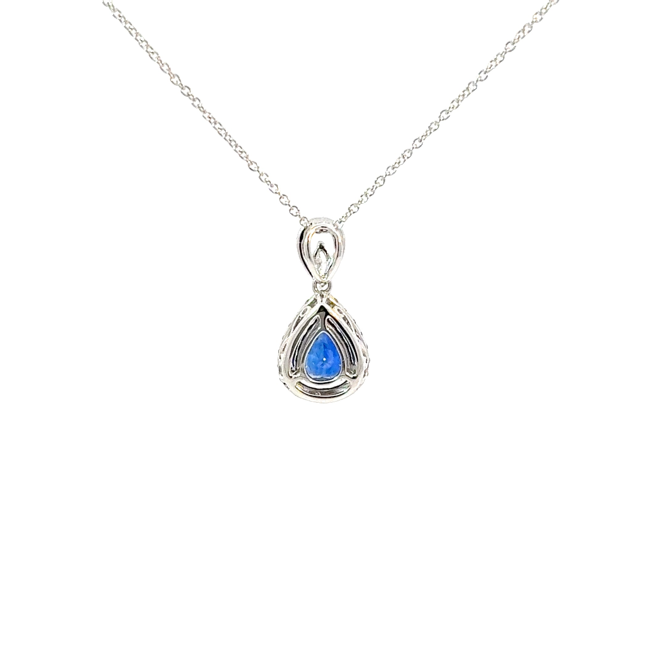 14KW Custom Royal Blue Sapphire & Diamond Fashion Pendant