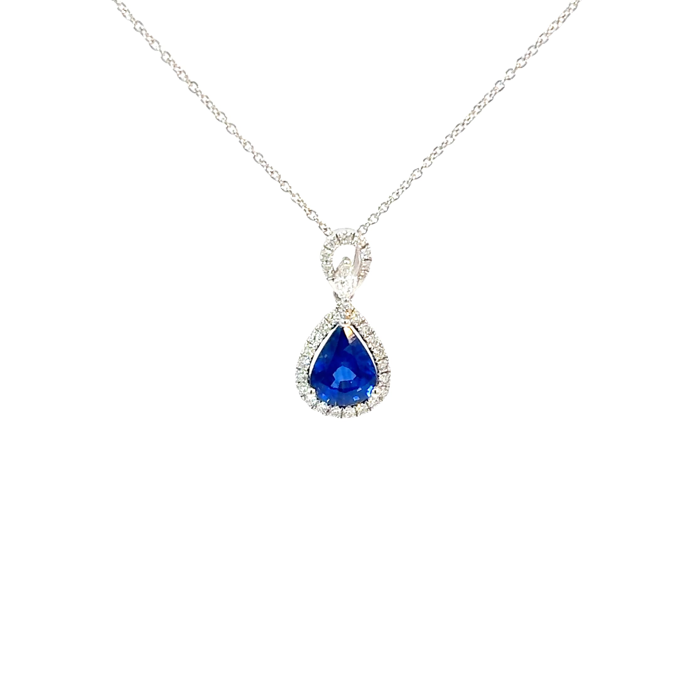 14KW Custom Royal Blue Sapphire & Diamond Fashion Pendant